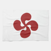 Baskisches Kreuz rotes Lauburu Geschirrtuch (Horizontal)