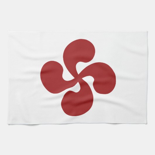 Baskisches Kreuz rotes Lauburu Geschirrtuch (Horizontal)