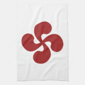 Baskisches Kreuz rotes Lauburu Geschirrtuch (Vertikal)