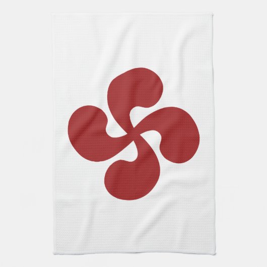 Baskisches Kreuz rotes Lauburu Geschirrtuch (Vertikal)
