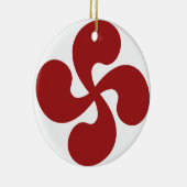 Baskisches Kreuz rotes Lauburu Keramikornament (Rechts)