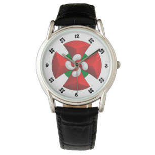 Baskisches Uhrzifferblatt Kreuz Armbanduhr