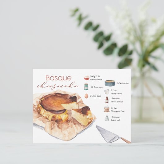 Basque Cheesecake Rezept Postkarte (Stehend Vorderseite)
