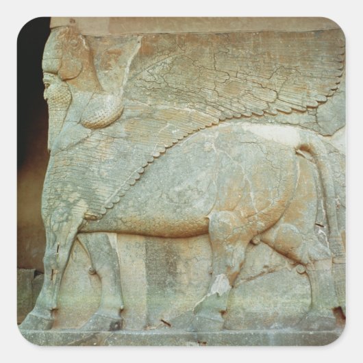 Basrelief eines anthropomorphischen Stiers Quadratischer Aufkleber (Vorderseite)