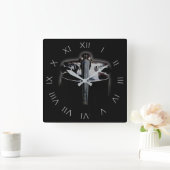 Bass 1 Grau-römische Zahlen Wccn Quadratische Wanduhr (Zuhause)