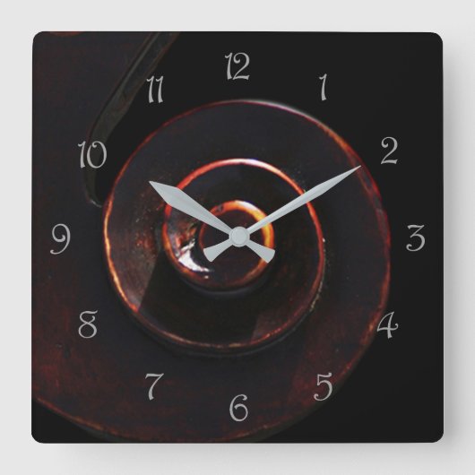 Bass 2 Gray Script Numbers Wccer Quadratische Wanduhr (Vorderseite)