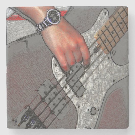Bass 4 Küste Steinuntersetzer (Vorderseite)