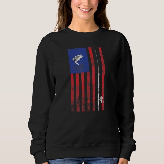 Bass American Flag Flag Pole Vintag Sweatshirt (Vorderseite)