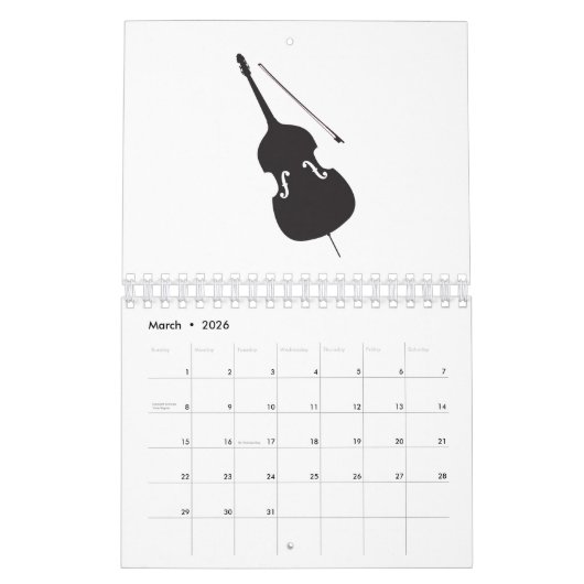 Bass And Bow Silhouette Kalender (Mär 2026)