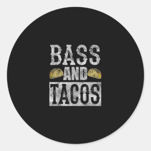 Bass And Tacos Funny Taco Bass Guitar Distressed Runder Aufkleber