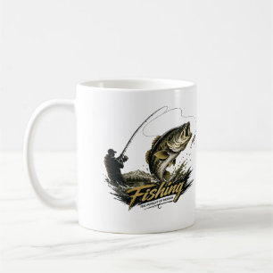 Bass-Angeln-Mug   Fischer-Kaffeetasse   Vintage  Kaffeetasse