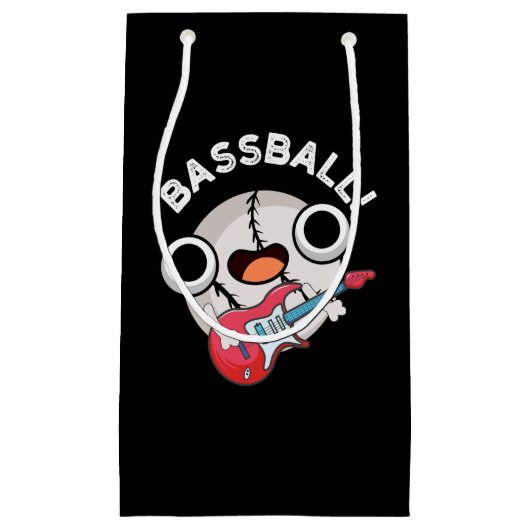 Bass Ball Funny Baseball Bass Pun Dark BG Kleine Geschenktüte (Vorderseite)