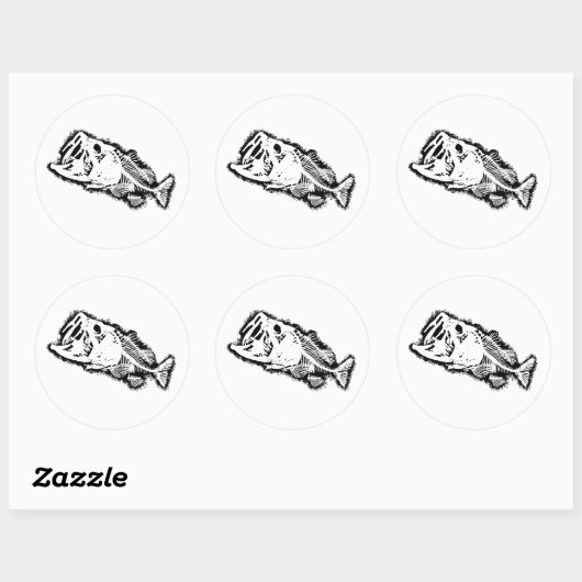 BASS & BONES White Runder Aufkleber (Blatt)