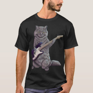 Bass Cat- Rock Band Kitty spielt Bassgitarre T-Shirt