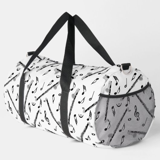 Bass Clarinet Musiknote Muster Duffle Bag (Rechte Ecke)