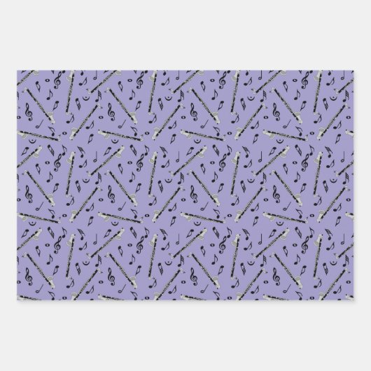 Bass Clarinet Musiknote Muster Geschenkpapier Set (Vorderseite 2)