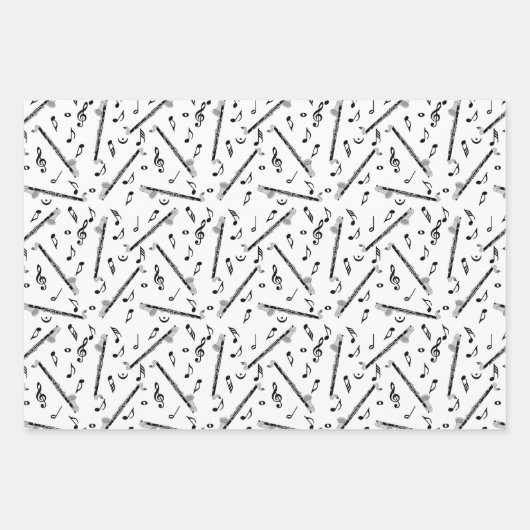 Bass Clarinet Musiknote Muster Geschenkpapier Set (Vorderseite)