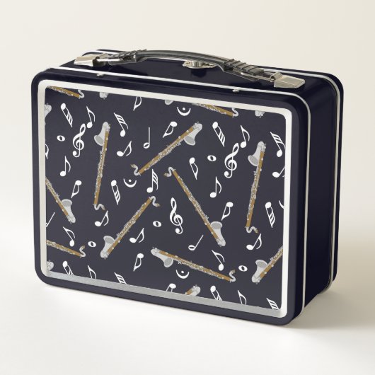 Bass Clarinet Musiknote Muster Metall Brotdose (Rückseite)