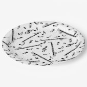 Bass Clarinet Musiknote Muster Pappteller (Schrägansicht)