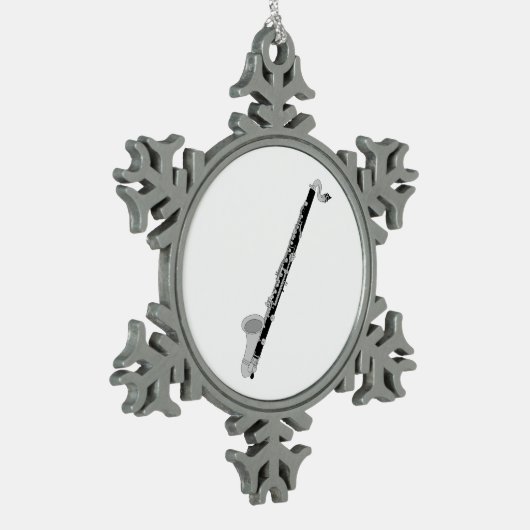 Bass Clarinet Schneeflocken Zinn-Ornament (Links)