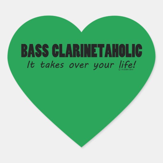 Bass Clarinetaholic Life Heart Sticker (Vorderseite)