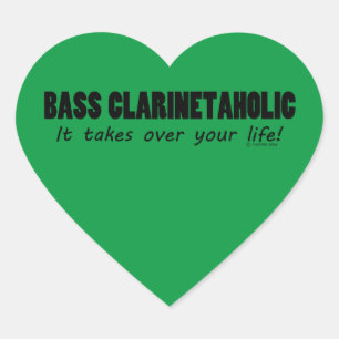 Bass Clarinetaholic Life Heart Sticker