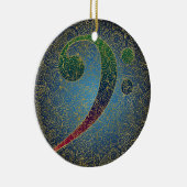 Bass Clef Gold Filigree - Farbenfrohe Musik Keramik Ornament (Rechts)