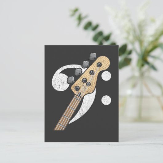 Bass Clef Guitar Bass Player Musician Postkarte (Stehend Vorderseite)
