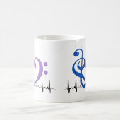 Bass Clef Heart EKG Waves Blue & Amethyst Kaffeetasse (Mittel)