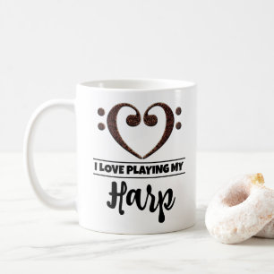 Bass Clef Heart I Liebe spielen meine Harfe Kaffeetasse
