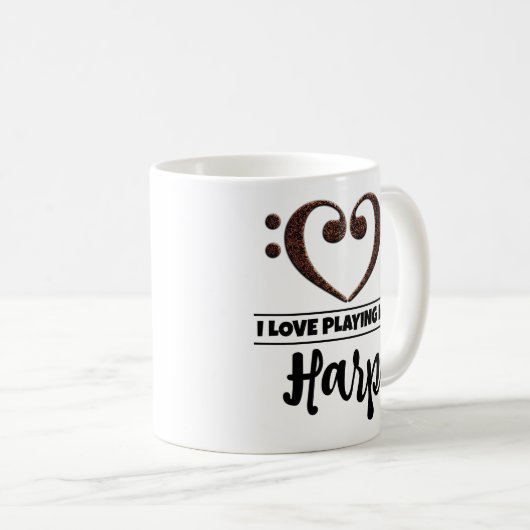 Bass Clef Heart I Liebe spielen meine Harfe Kaffeetasse (VorderseiteRechts)