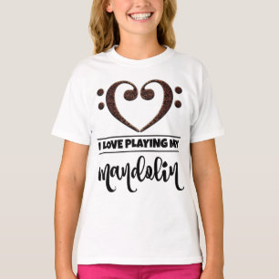 Bass Clef Heart Liebe Mandoline spielen T-Shirt