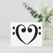 Bass Clef Heart Postkarte (Stehend Vorderseite)
