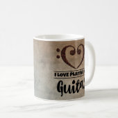 Bass Clef Heart Vintag Notengitarre Kaffeetasse (VorderseiteRechts)