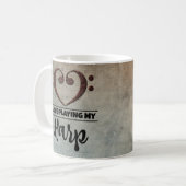 Bass Clef Heart Vintag Sheet Music Harp Kaffeetasse (Vorderseite Links)