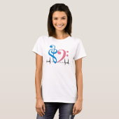 Bass Clef Herz EKG Waves Cyan & Pink T-Shirt (Vorne ganz)