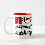 Bass Clef Herz I Liebe Autoharp spielen Zweifarbige Tasse (Links)