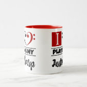 Bass Clef Herz I Liebe Autoharp spielen Zweifarbige Tasse (Mittel)