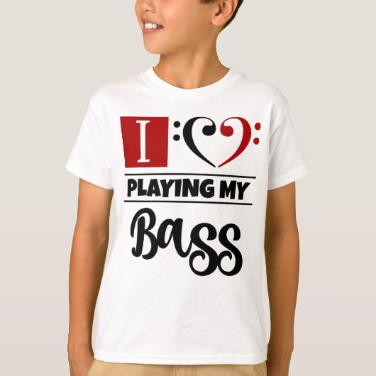 Bass Clef Herz I Liebe Bass spielen T-Shirt (Vorderseite)