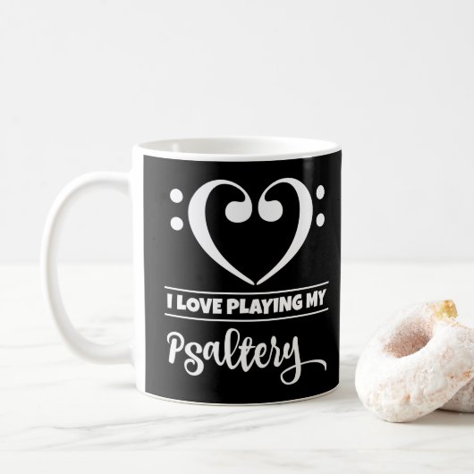 Bass Clef Herz I Liebe Psalterspielen Kaffeetasse (Mit Donut)