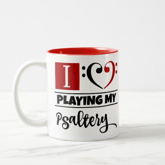 Bass Clef Herz I Liebe Psalterspielen Zweifarbige Tasse (Links)