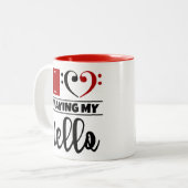 Bass Clef Herz I Liebe spielen mein Cello Zweifarbige Tasse (Vorderseite Links)