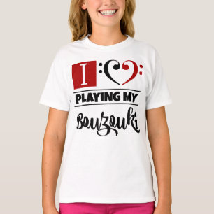 Bass Clef Herz I Liebe spielen meine Bouzouki T-Shirt