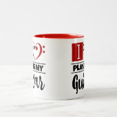 Bass Clef Herz I Liebe spielen meine Gitarre Zweifarbige Tasse (Mittel)