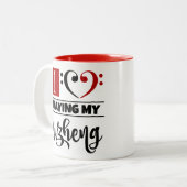 Bass Clef Herz I Liebe spielen meine Guzheng Zweifarbige Tasse (Vorderseite Links)