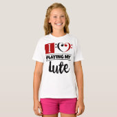 Bass Clef Herz I Liebe spielen meine Lute T-Shirt (Vorne ganz)