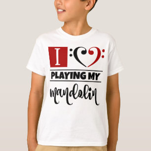 Bass Clef Herz I Liebe spielen meine Mandoline T-Shirt