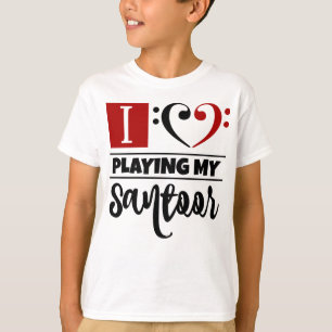 Bass Clef Herz I Liebe spielen meine Santoor T-Shirt