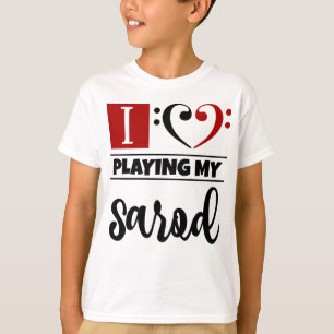 Bass Clef Herz I Liebe spielen meine Sarod T-Shirt