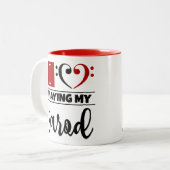Bass Clef Herz I Liebe spielen meine Sarod Zweifarbige Tasse (Vorderseite Links)